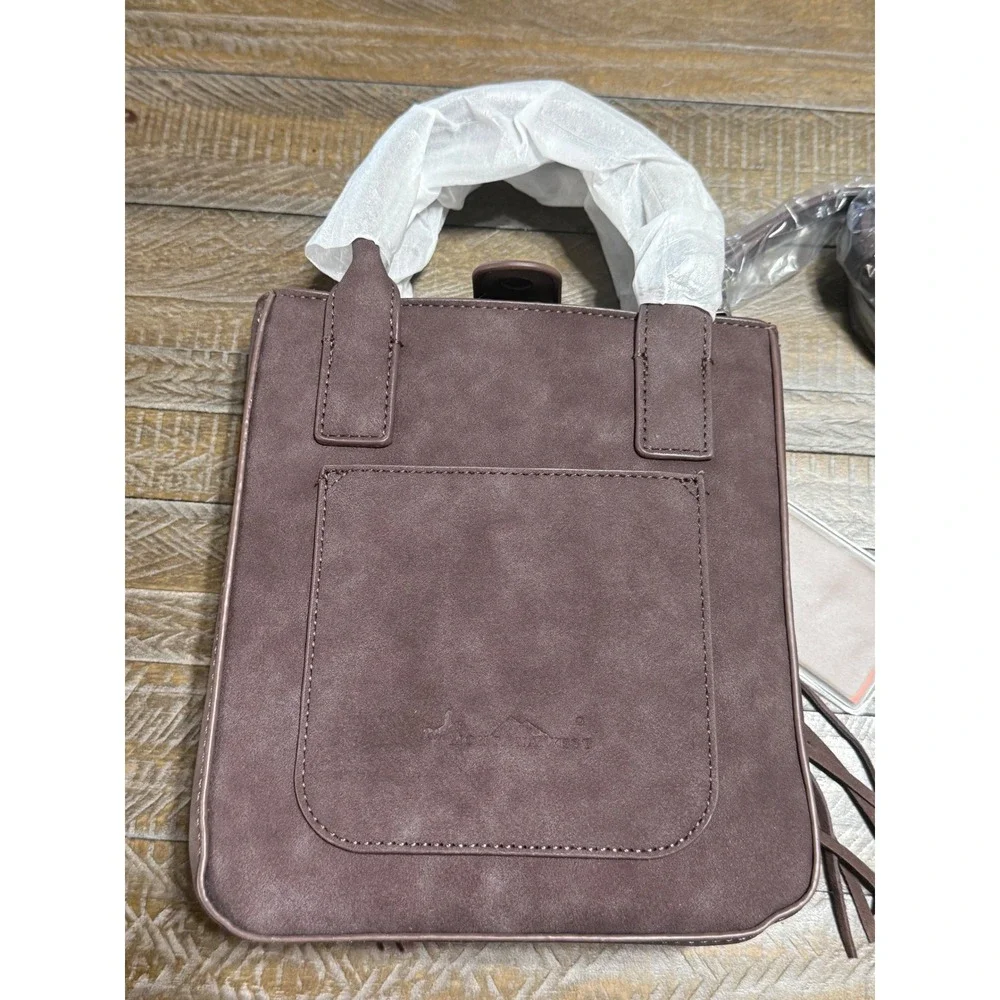 Montana West Tote Bag Womens Small Brown NWT Fringe Hair-on-Hide MW1368-8360CF